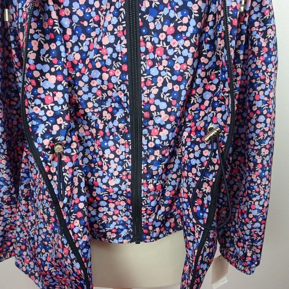 Kate Spade Packable Anorak Utility Jacket Park Ave Floral Double Zip NWT XS